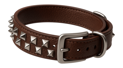 Studded dog collar with pyramid spikes and metal buckle