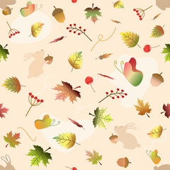 Vector - Abstract seamless pattern of Autumn, fall season. Can be use for print, paper, wrapping, fabric.