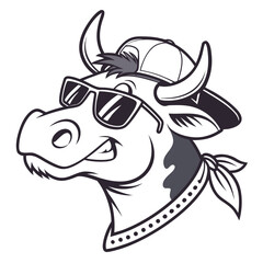 Cartoon Bull with Cool Sunglasses