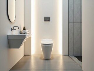 Interior de baño minimalista con inodoro