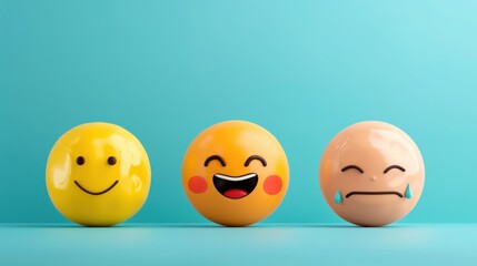 Fototapeta premium Cute Cartoon 3D Smiling Face: Yellow Character with Joyful Expression, Vector Icon Illustration