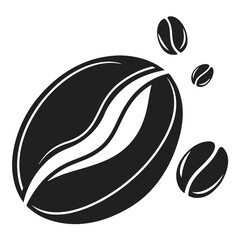 Naklejka premium Solid Icon of Single Coffee Bean Flat Black Vector