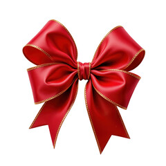 Fototapeta premium Elegant Red Satin Bow with Gold Trim for Gift Wrapping and Decoration