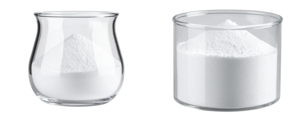 Glass Container of Barium Sulfate White Fine Powder, isolated on transparent background PNG