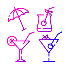set of different cocktails