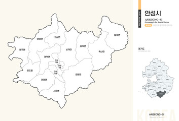 경기도 안성시  행정동 윤곽선 지도