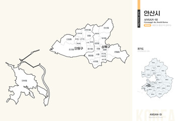 경기도 안산시 행정동 윤곽선 지도