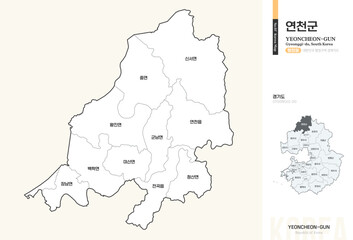 경기도 연천군 행정동 윤곽선 지도