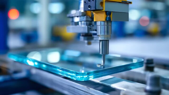 An ultra-thin glass production line creates flexible substrates for foldable electronic displays. A sheet of impossibly thin, flawless glass is shown being handled by specialized r