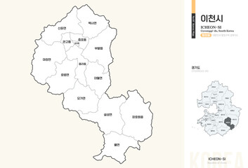 경기도 이천시 행정동 윤곽선 지도