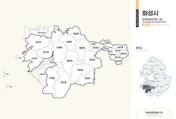 경기도 화성시 행정동 윤곽선 지도