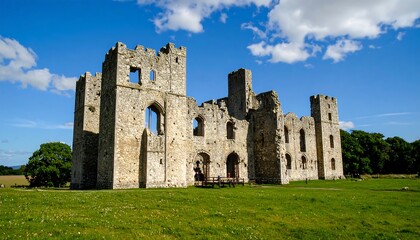 Fototapeta premium Ruined stone castle on a sunny day