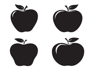 Fresh Apple Fruit Silhouette Icon Collection for Stock Art  