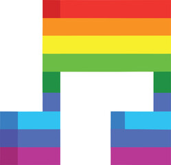 Obraz premium Pixelated musical eighth note in rainbow colors