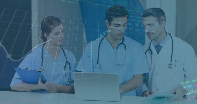 Animation of data processing over diverse doctors - Powered by Adobe