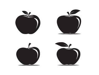 Decorative Apple Fruit Silhouette Icons Collection for Modern Art  