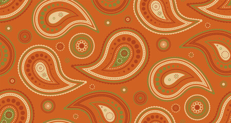 Ethnic botany, flowing simplicity. Repetition linen with awesome droplet. Pattern background in paisley draw.
