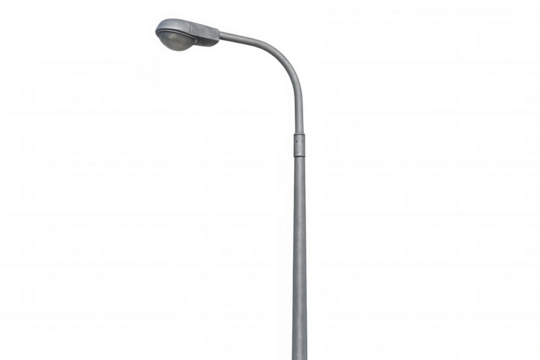 Sleek streetlight standing tall against transparent backdrop, highlighting contemporary urban design with minimalist aesthetic