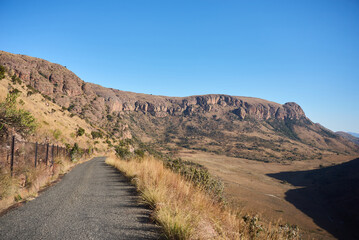 Marakele National Park safari game drive in Limpopo province, South Africa, with amazing scenic views of mountains, savanna, and wildlife habitat. The landscape combines rugged peaks, open grasslands,