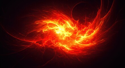Fototapeta premium Abstract Fiery Explosion, Dynamic Fractal Flames