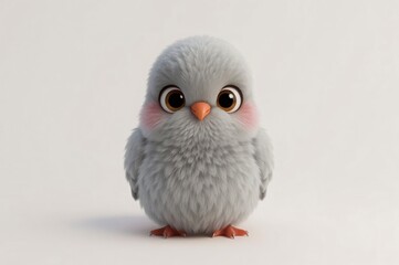 Obraz premium Cute fluffy chick, studio shot, white background, digital art, children's book