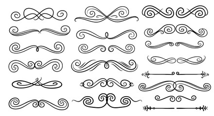 Decorative swirls ornament divider flourishes line art vector graphic design illustration element decoration vintage elegant border separator