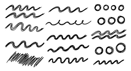 Scribble doodle line circle vector graphic design illustration art hand drawn handmade pencil marker sketch abstract wave pattern