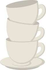 Stack Of Teacups Flat Icon