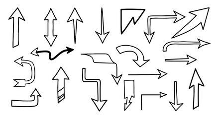 Arrow set drawing sketch direction vector graphic design illustration art pointer navigation sign symbol outline shape doodle handmade