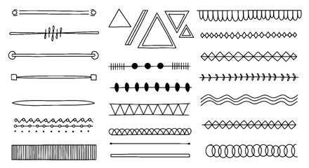 Obraz premium Line border dividers doodle sketch abstract ornament decoration vector graphic design illustration art separator frame