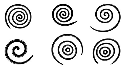 Swirls spiral black shape brushstroke art design decoration symbol graphic illustration doodle vector abstract