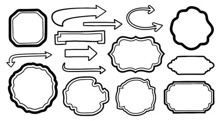 Obraz premium Doodle sketch scribble hand drawn handmade pen marker set vector graphic design illustration art business infographic journal pointing arrow frame outline shape