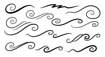 Swirls flourish line art vector design decoration graphic element border ornament divider curly calligraphy elegant handmade
