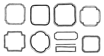 Obraz premium Frame borders shapes doodle sketch vector graphic design set elements lines