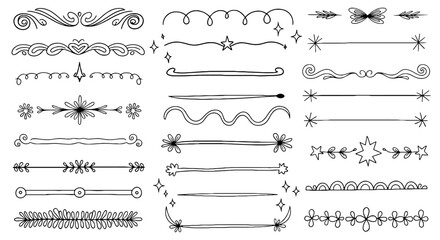 Doodle border divider flourish frame line decorative design art illustration graphic vector ornament set sketch hand drawn handmade pencil pen