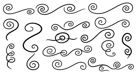 Swirl flourish doodle hand drawn illustration vector graphic element decorative ornamental border line abstract