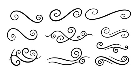 Flourish flourish swirl doodle line outline vector graphic design illustration art decorative element ornament divider corner