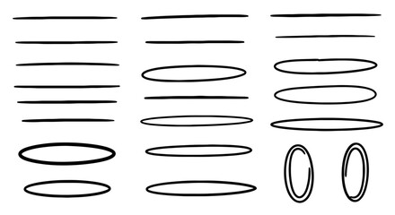 Line ellipse underline highlight marker drawing sketch vector graphic design illustration art underline oval shape