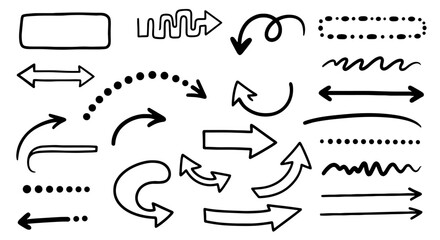 Arrow doodle set sketch handmade drawing graphic design illustration art business infographic journal scribble line shape
