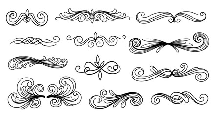 Ornate scroll flourish vector graphic design art line decorative vintage frame ornament border elegant swirl flourish