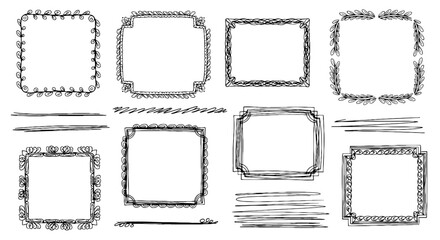 Frame border line art doodle sketch square vector illustration design graphic set outline decor