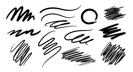 Obraz premium Scribble sketch line marker pen drawing design illustration abstract graphic art set
