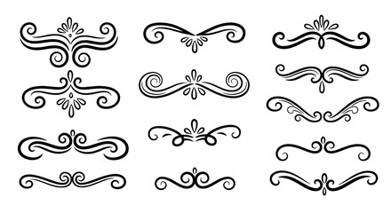 Calligraphic divider element flourish scroll ornament vector graphic design art illustration ornate decorative separator text divider line