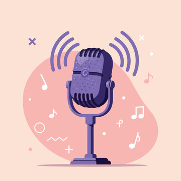 purple vintage microphone recording music clip art preview
