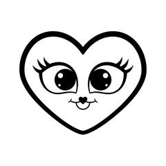 Fototapeta premium Cute Heart Face Icon Vector Illustration for Valentines Day or Love Themed Designs