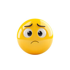 Yellow, glossy 3D emoji shows a sad facial expression on black. Use for social media, reaction posts, and illustrative content.