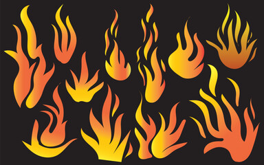 Vector flames on a dark gray background