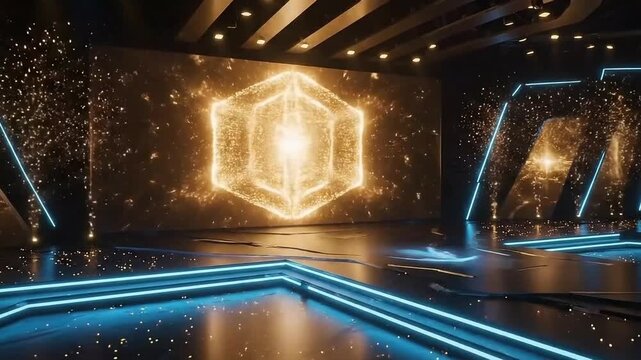 Futuristic holographic award stage