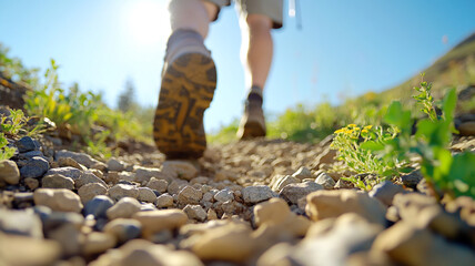 Obraz premium Hiking Boots on Rocky Trail An Outdoor Adventure