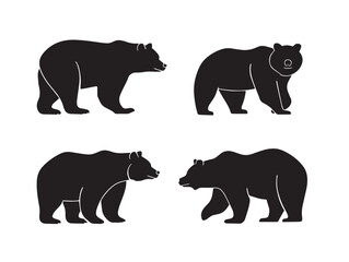 Dynamic Bear Silhouette Icons Collection for Creative Stock Art  